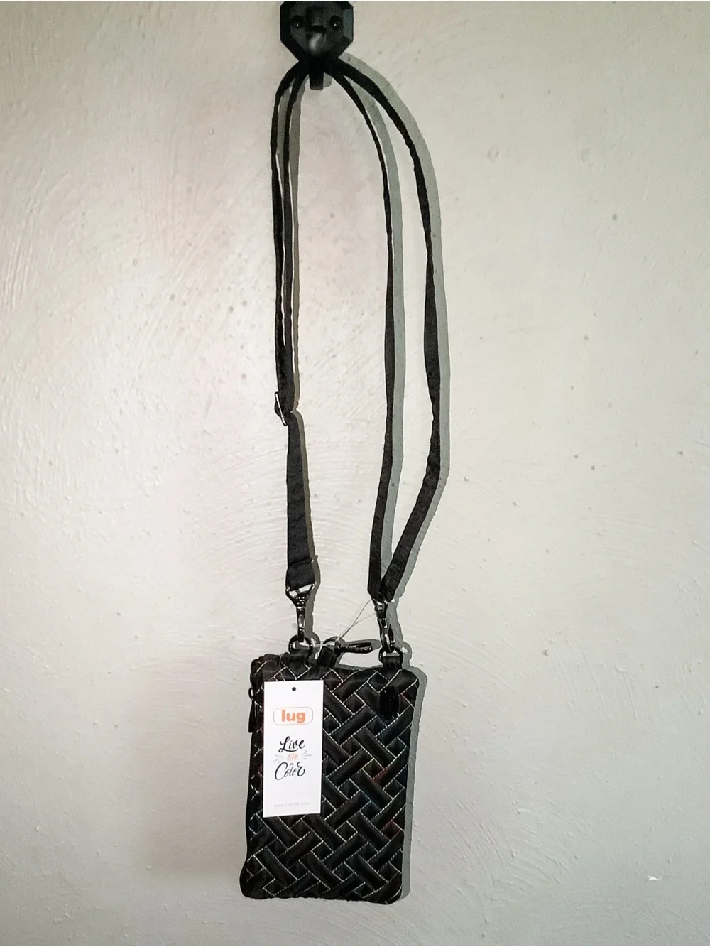 NWT Lug Peekaboo Wristlet Black with Rainbow